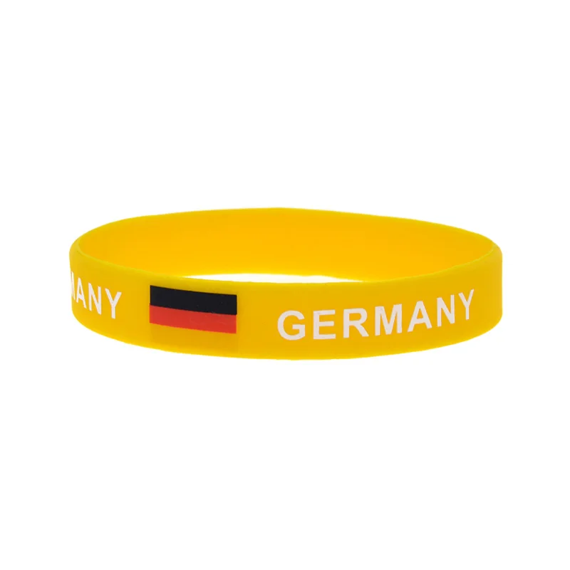 50 Pcs Combination of National Flags from Multiple Countries Silicone Wristband Patriotic Gift Rubber Bangle Adult Size