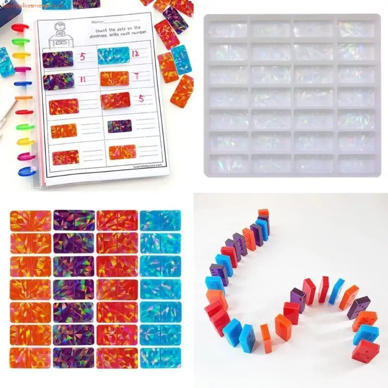 F92D Light and Dominoes Ornament Crafts Silicone Mold Suitable for Epoxy Resin Diy Crafts Jewelry Making Home Decor