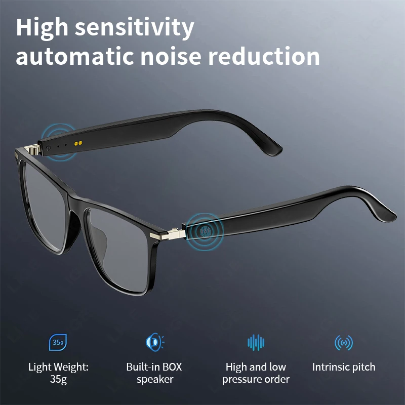 

LIGE Smart Glasses Sunglasses Bluetooth Call Outdoor Sport Headphones Blue Light Waterproof Anti-UV Eyeglasses For Men Women New