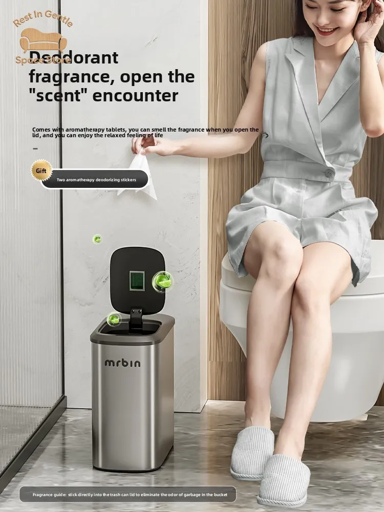 bucket intelligent induction trash can household bathroom toilet special Italian minimalist narrow slot with lid electric bucket