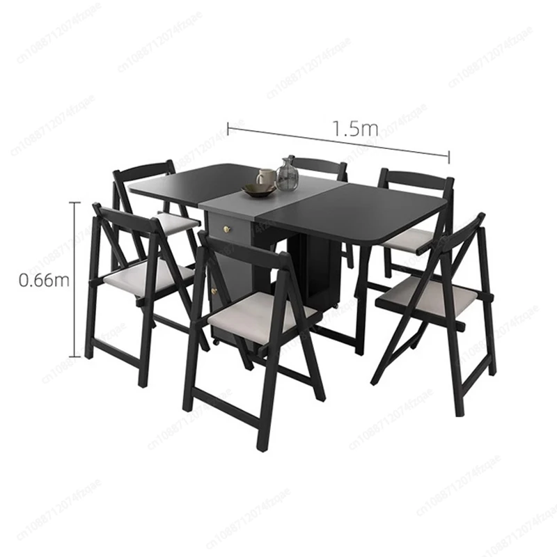 Folding Dining Table Movable Furniture With Chair Set Multifunctional Rectangle Foldable Tables For Apartment Living Room