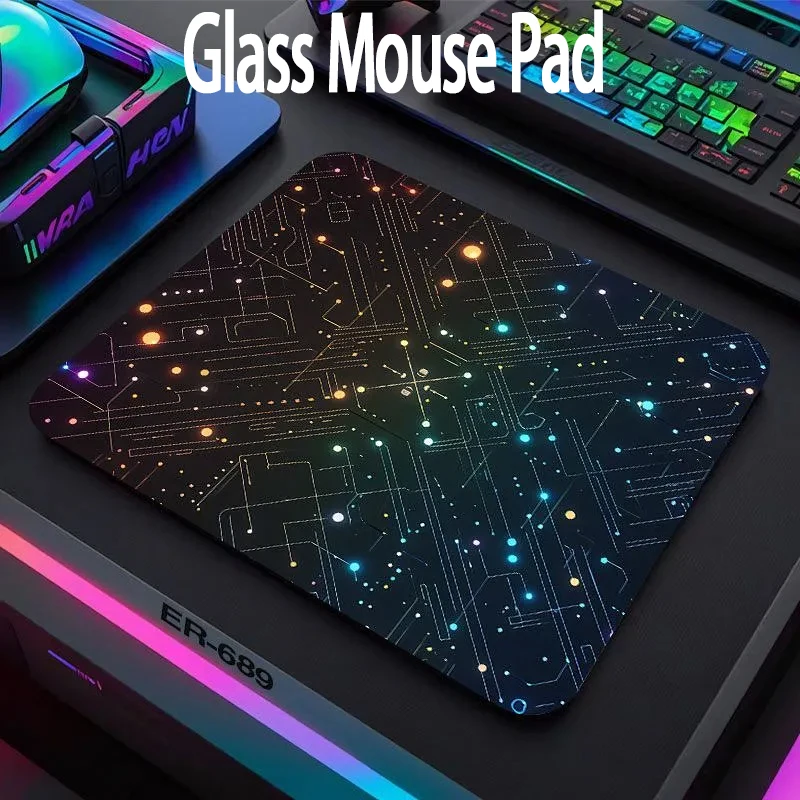 Gradient Patterns Glass Gaming Mouse Pad Smooth Frosted Surface Desk Mat Tempered Upgrade FPS Office Gaming Accessories Mousepad