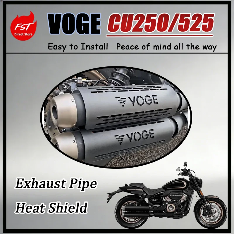 FOR CNC Hollow Aluminum Alloy Exhaust Heat Shield for VOGE CU250/CU525 with Multiple Drainage Slots Sediment Drainage Motorcycle
