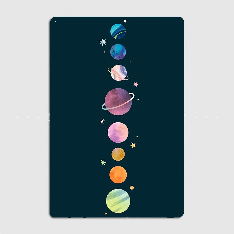 The Solar System Poster Metal Plaque Mural Painting Wall Customize Pub Tin Sign Poster