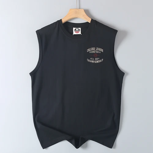 Imagen 2 del producto Camiseta Retro americana sin mangas con cuello redondo y estampado de letras para hombre, chaleco informal deportivo de baloncesto 100% de algodón a la moda, novedad de verano 2025