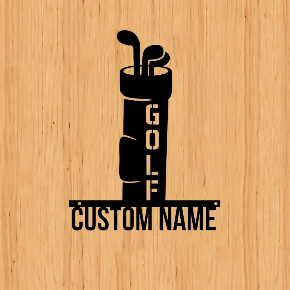 Custom Personalized Golf Bag Metal Wall Art Unique Golf Sign Decor Playing Artwork Father's Day Gift for Animals Lovers