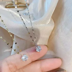 2024 New Drop Shipping Silver Color Necklaces Crystal Zirconia Pendants&necklaces Jewelry Collar Colar De Plata