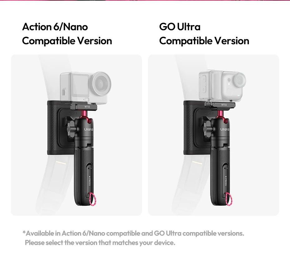 Ulanzi MT55 SnapGo Mini Selfie-Stick Stativ Overhead Mantis Rucksackhalterung für DJI Action6/Nano für Insta360 Go Ultra für Reisen – Detail 2
