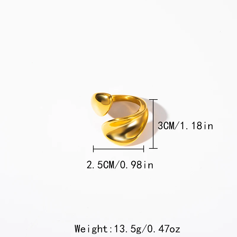 May @ rz elegante gota de água anel de urdidura de aço inoxidável para jóias de moda feminina 14k anel banhado a ouro acessórios de uso diário