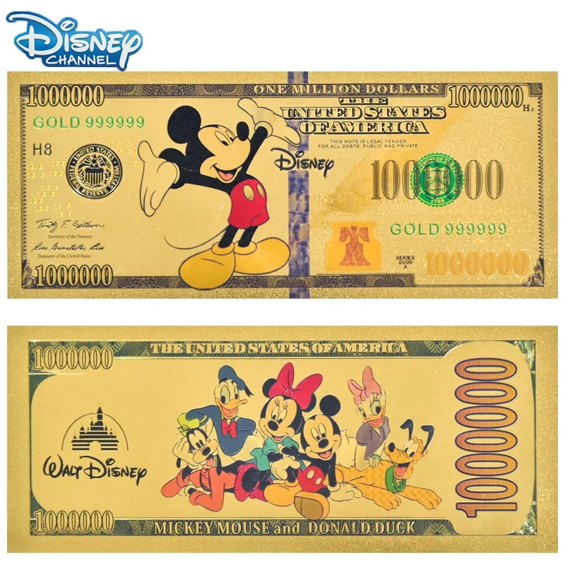 Disney Mickey Minnie Mouse Commemorative Banknote Gold Foil Coin Donald Duck Banknote Childhood Memory Collection Coin Child Toy