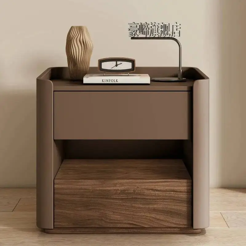 منضدة منجدة مع رف خشبي وتفاصيل خياطة أثاث تخزين حديث وأنيق لديكور غرفة النوم #4