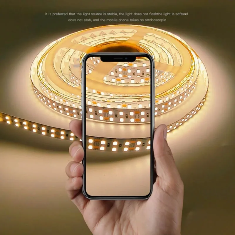 Dual Row Led Strip High Brightness Flexible 12/15Mm Cob Strip Light for Aluminum Profile Led Silicone Diffuser 12V Strip Lamp