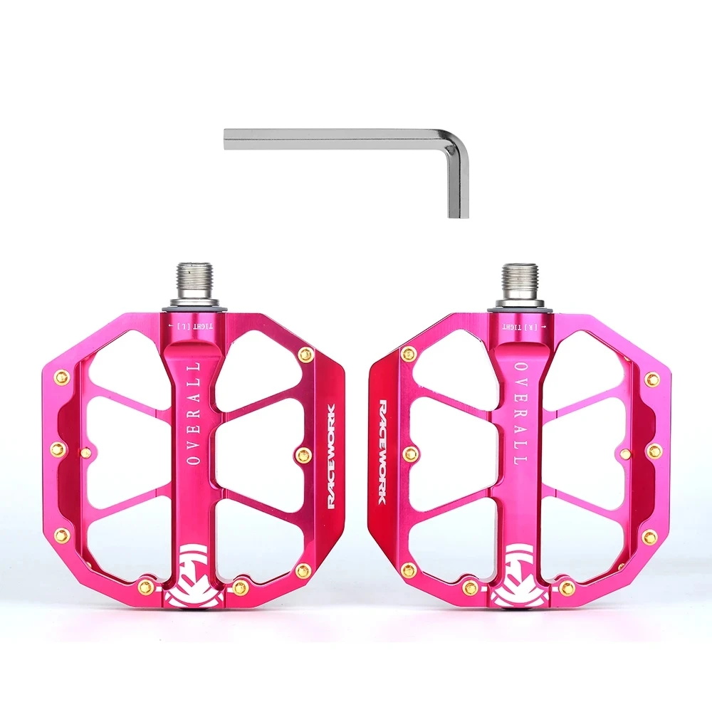 RACEWORK MTB Bicycle Pedal 3 Bearing Aluminum Alloy CNC Non-Slip Flat Feet MTB BMX Road Bicycle Extreme sports Pedals