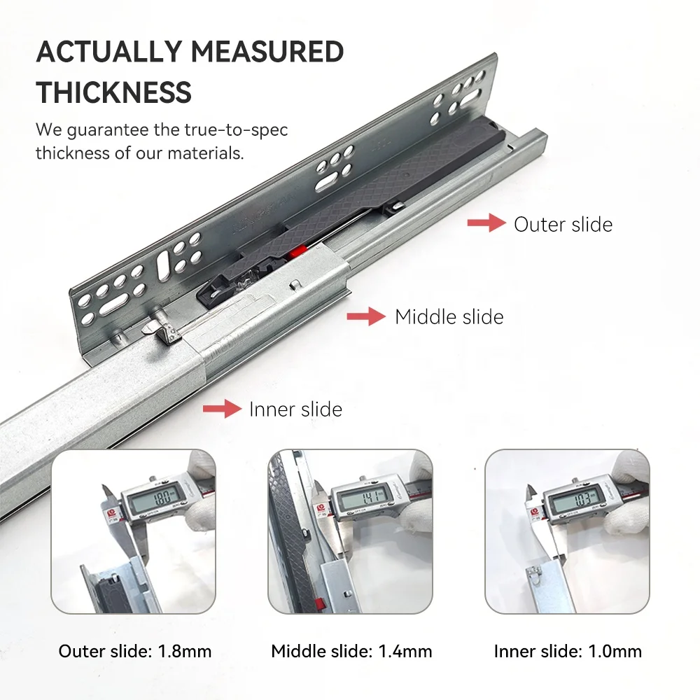 STLF  Full Extension 3D Adjustable  Undermount Drawer Slides Soft Closing Concealed Drawer Runner for Kitchen
