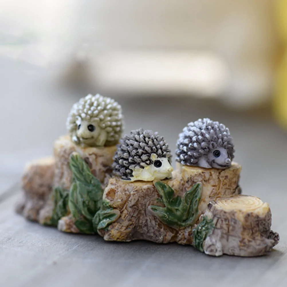 

10pcs Resin Small Hedgehog Miniature Cartoon Animal Ornament For Diy Fairy Garden Decor Home Desktop Room Office Table