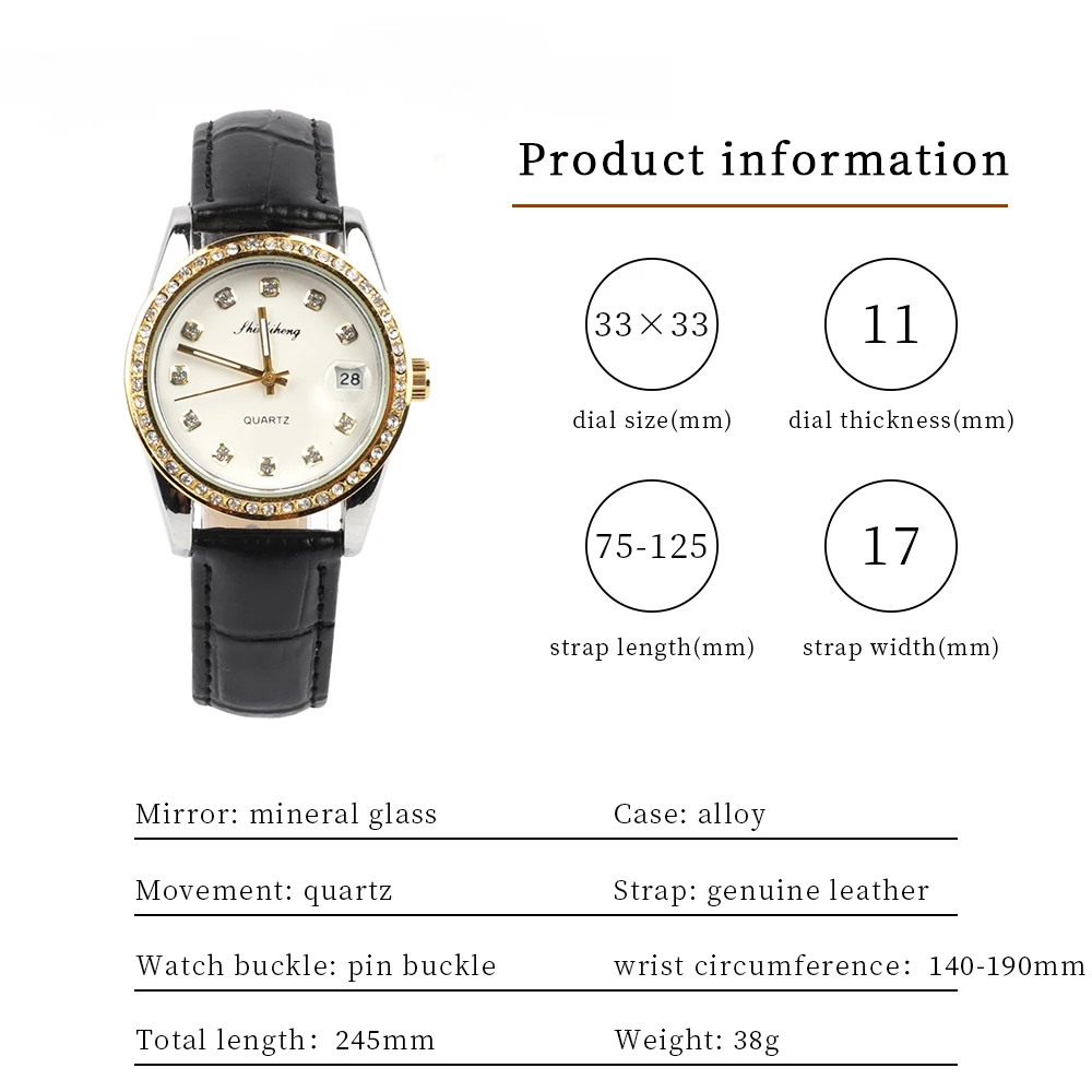 Diamond Women Watches Ladies Watch Dress Bracelet Fashion Leather Strap Gold Stainless Steel Buckle Female Crystal Wristwatch