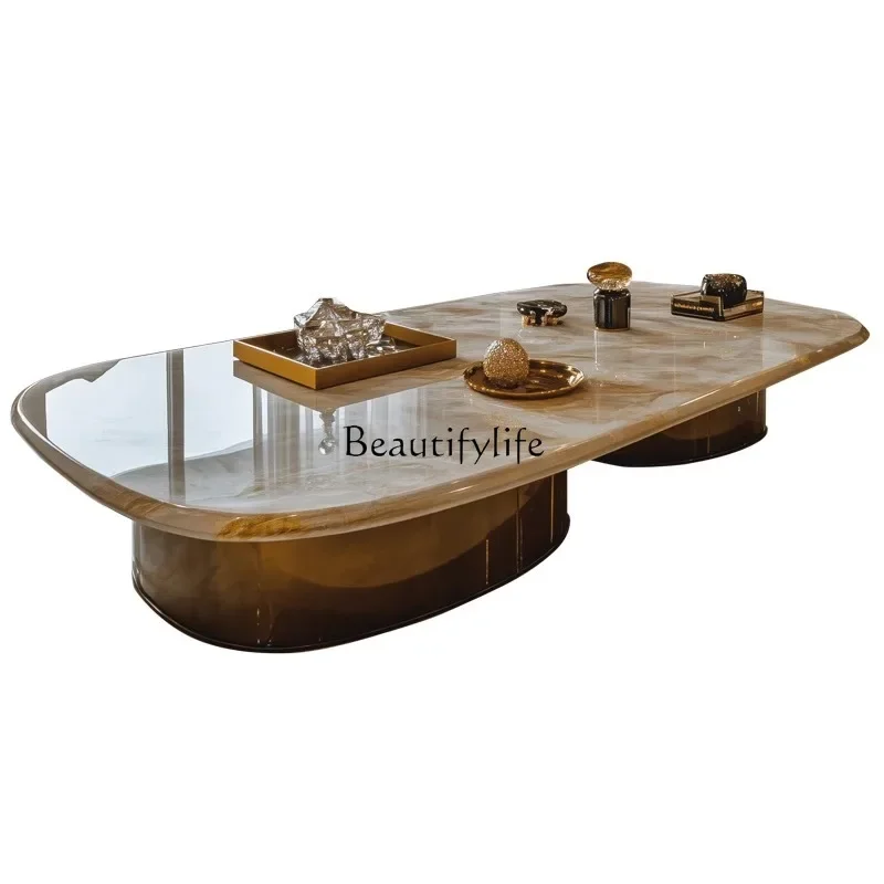 

ls 27Popular light luxury microcrystalline stone coffee table advanced special-shaped living room household marble tea table big