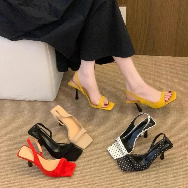 2026 Fashion Stylish Slip-On High Heels Women's Summer New Style Square-Toe Elegant Multi-Functional Shoes