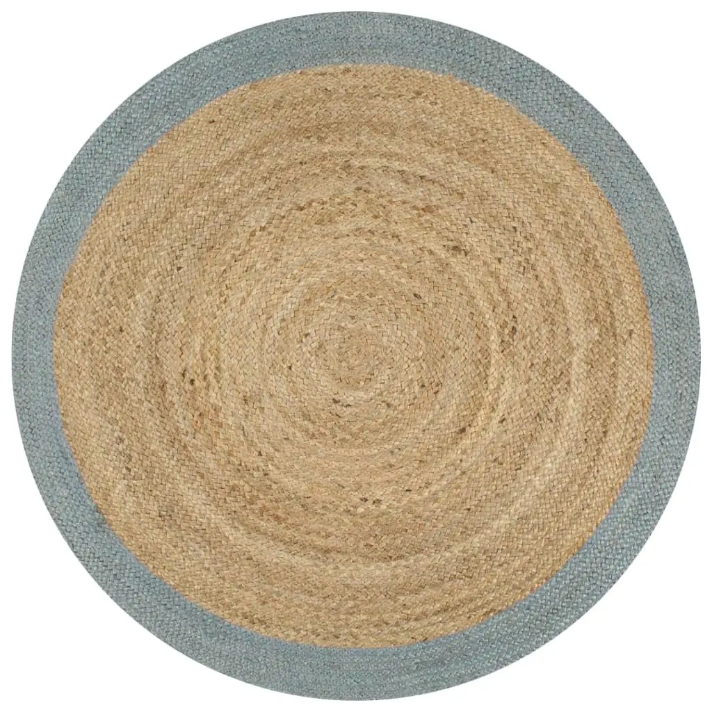 Handmade Jute Rug with Olive Green Border - 120 cm Decorative Carpet