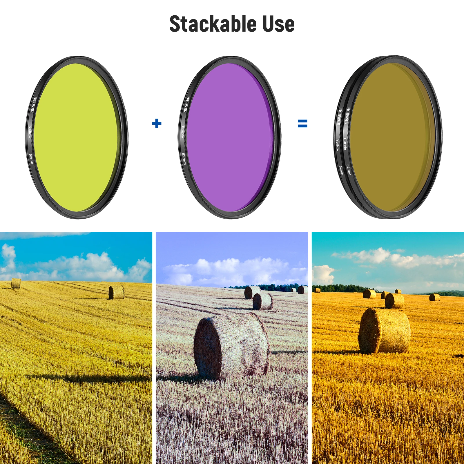 NEEWER 9-delige full-color lensfilterset harslensfilters met rood oranje blauw geel groen bruin, paars roze grijze cameralens