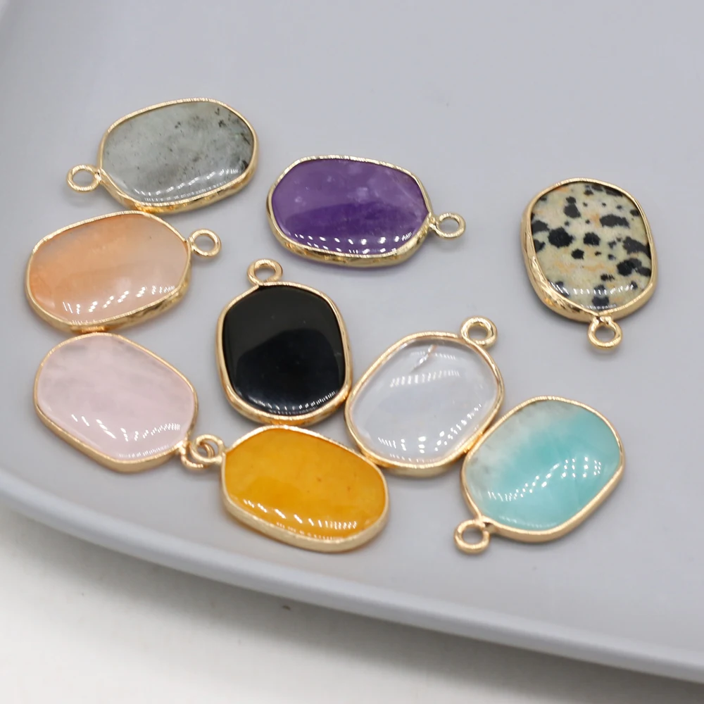 

2Pcs Small Pendant Natural Stone Rectangle Pendant 25x16mm For Jewelry Making DIY Necklace Earrings Chains Accessory