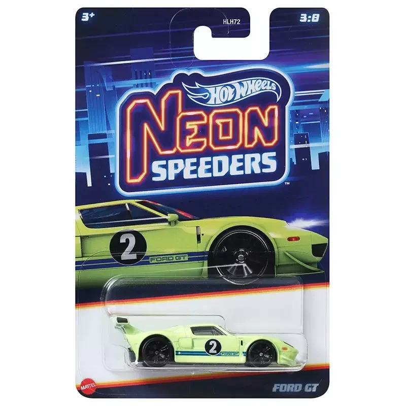 Original Hot Wheels Neon Speeders Alloy Car Models Dodge Challenger Cadillac Porsche Gt3 Corvette Toys for Boys 1:64 Vehicle GTR