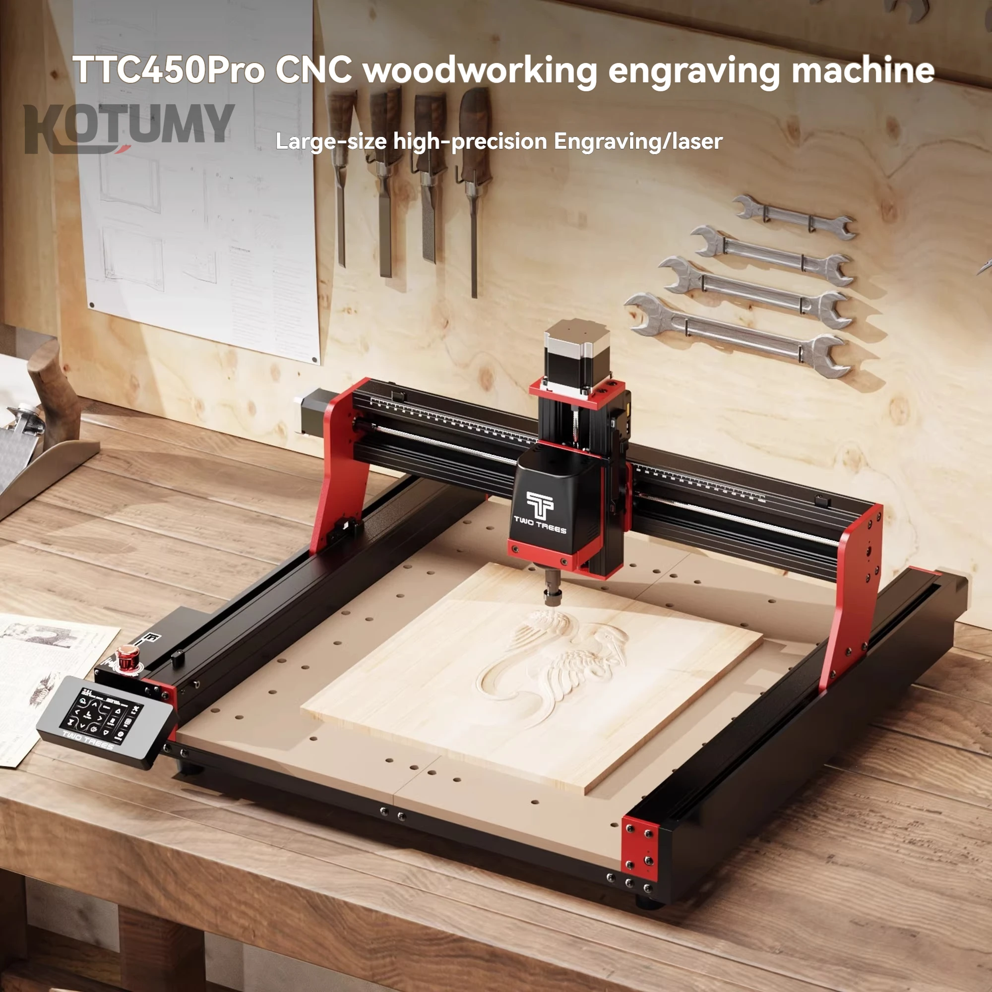 TTC450Pro DC Desktop CNC Router 460×460mm Working Area, Dual-Use Woodworking Milling & Diode Engraving Machine