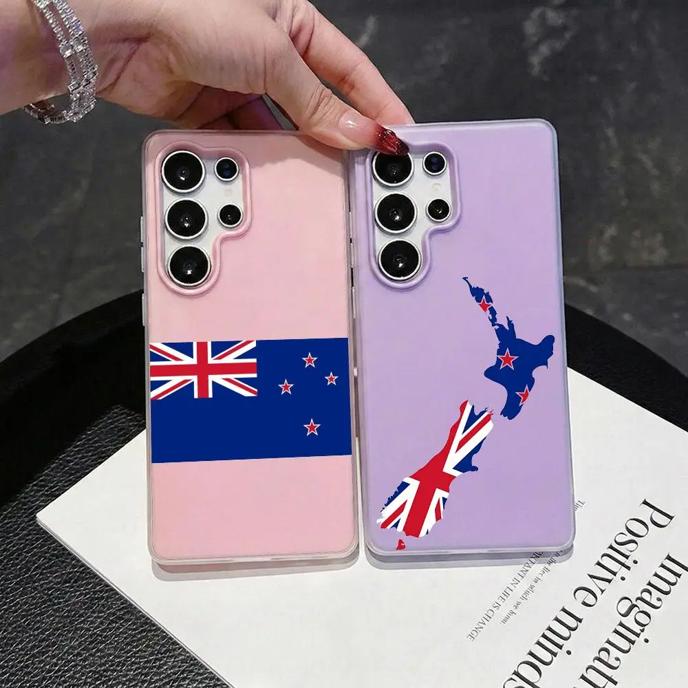 Flag of New Zealand Phone Case 2-in-1 Detachable Clear Case for Samsung S26-S22 Multi-Color Card Holder Soft TPU