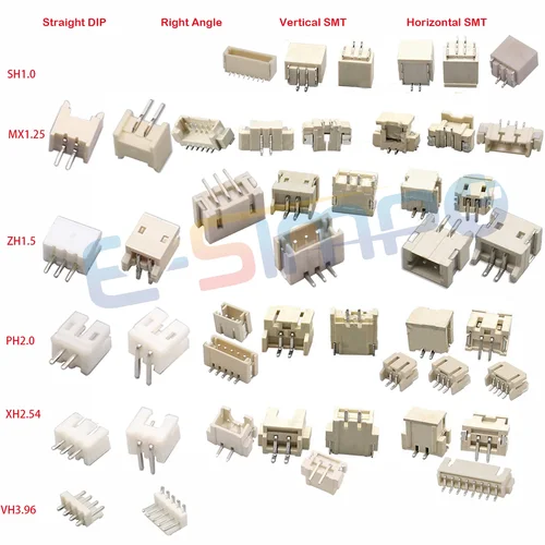 100 Uds JST1.25 SH1.0 ZH1.5 PH2.0 XH2.54 recto DIP ángulo recto Vertical SMT Horizontal SMD PCB conector de oblea macho
