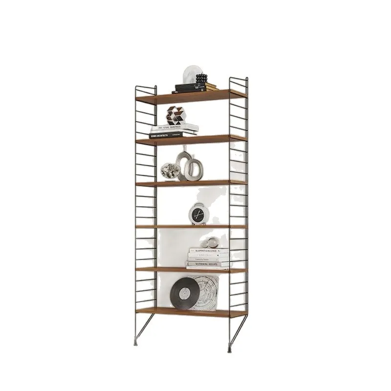 Simple wall shelf office study layered baffle floor storage rack living room wrought iron bookshelf display rack