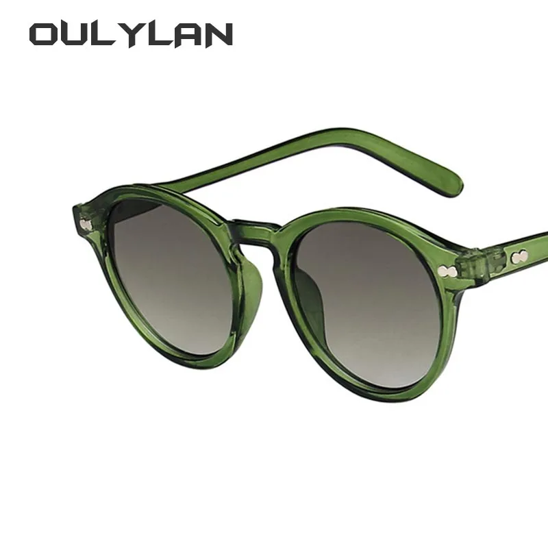 Oulylan New Vintage Round Sunglasses Women Men Retro Green Sun Glasses Shades for Female Brand Designer All-match Eyewear UV400