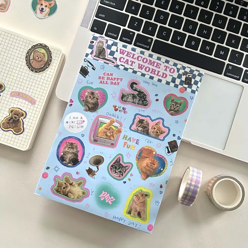 2pcs DIY Notebook Paper Cartoon Animals Sticker Animals Cartoon Graffiti Luggage Sticker Bear Y2K Cat DIY Decals Laptop