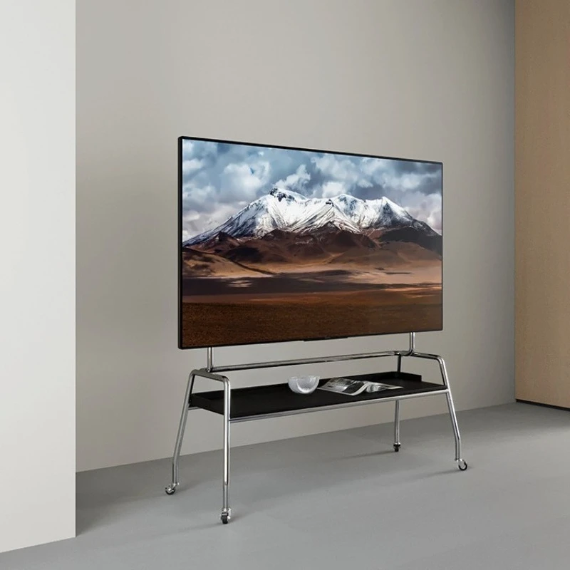 LCD TV Rack Home Floor-to-ceiling Monitor Hanger Retro Furniture Mobile TV Rack Screen Stainless Steel