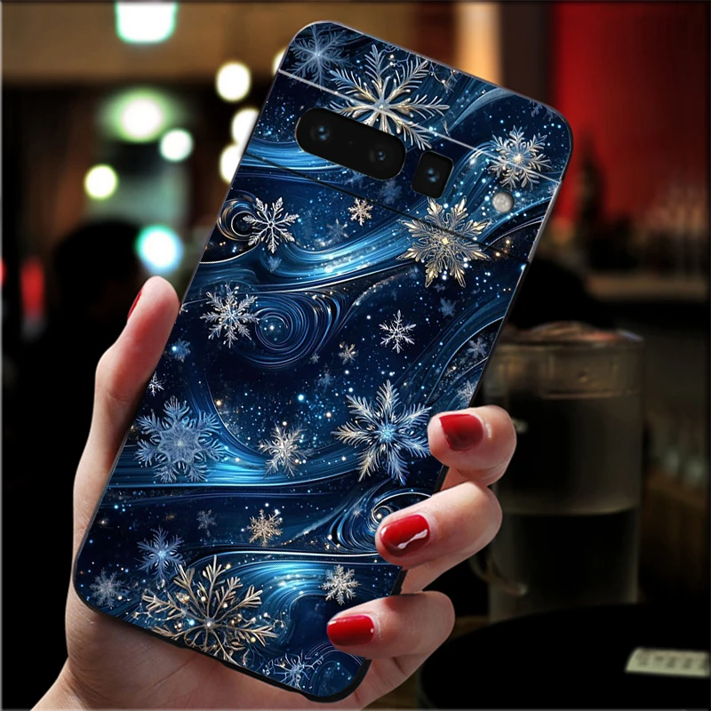 حافظة لهاتف جوجل بيكسل 10 9 Pro XL 9A 8 7 6 Pro Pixel 8A 7A 6A Pixel 8 7 6 5 ندفة الثلج لعيد الميلاد الشتوي