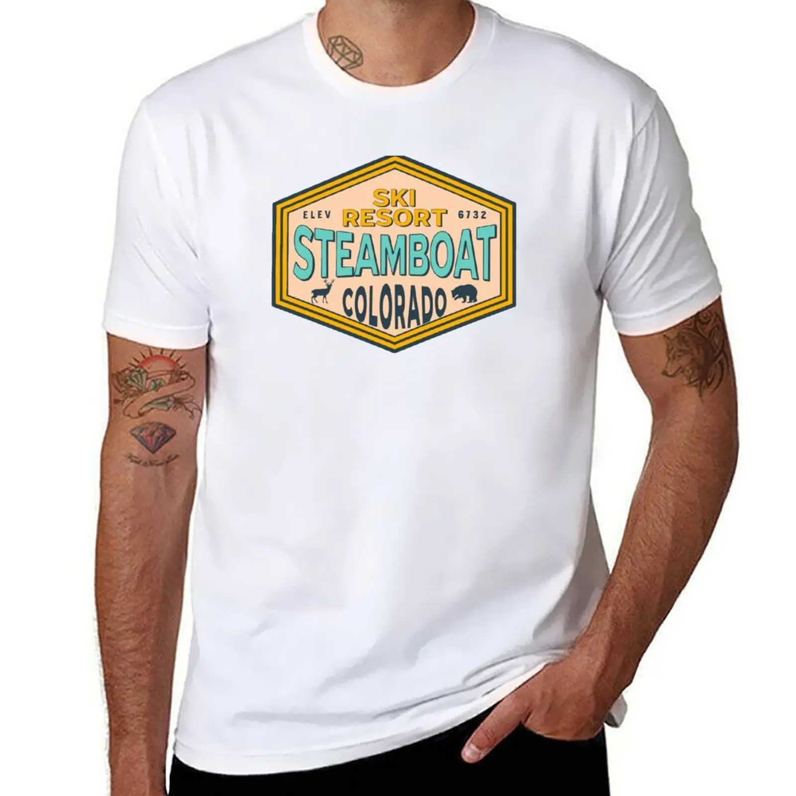 

Steamboat springs - Colorado skiing resort T-Shirt man t shirt cotton high quality man tshirt T-Shirt