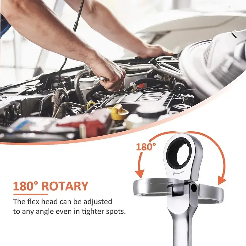 

15PCS Adjustable Ratchet Wrench Kit Chrome Vanadium Steel Labor-Saving Torque Spanner Socket Set For Car Repair Hand Tools