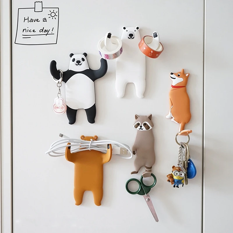 Cute Animal Cat Wall Hook Behind-door Keys Bag Clothes Hanger Hook Wall-mounted Phone Holder Home Decor Storage Hook Tower Hook