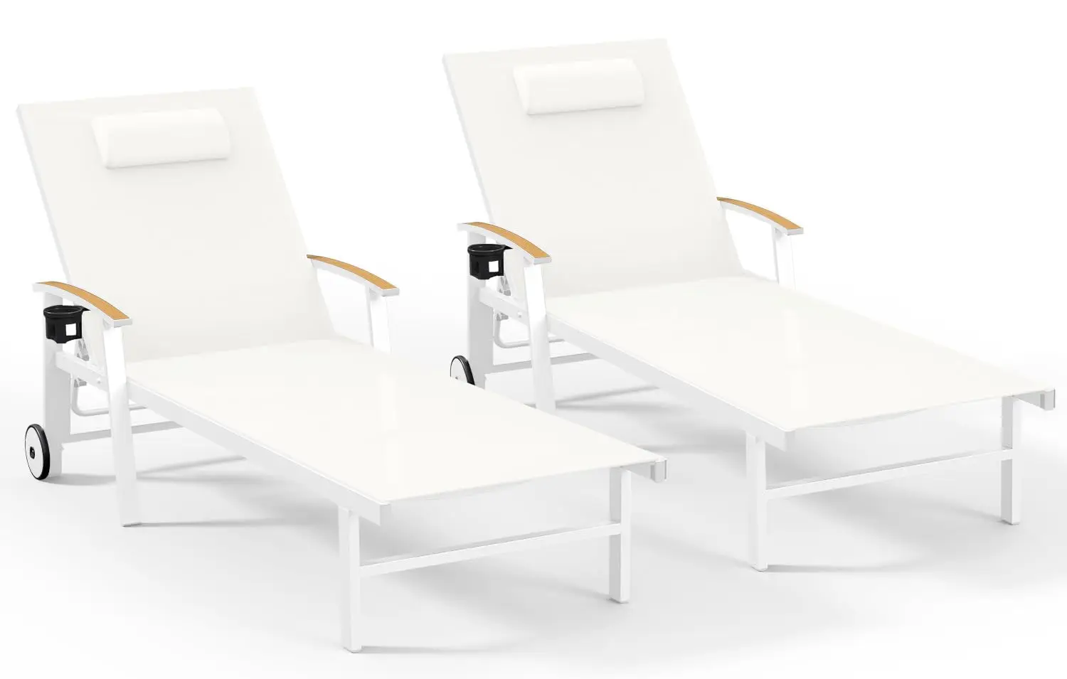 

Белый регулируемый алюминиевый шезлонг для улицы, 2 шт., с подушками, колесами, подлокотниками, нагрузка до 180 кг, для бассейна, на заказ