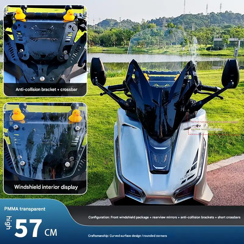For Wuyang NWG150 Motorcycle Front Windscreen Glass, Mirror Forward Moving Kit, Front Face Upgrade Modified Parts