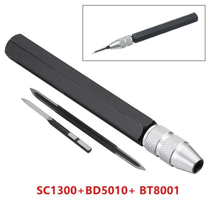 3Pcs/Set Deburring Tool SC1300 Burr Scraper Handle with Adjustable Trimming Blade Kits BD5010 BT8001 For Metal Plastic Wood