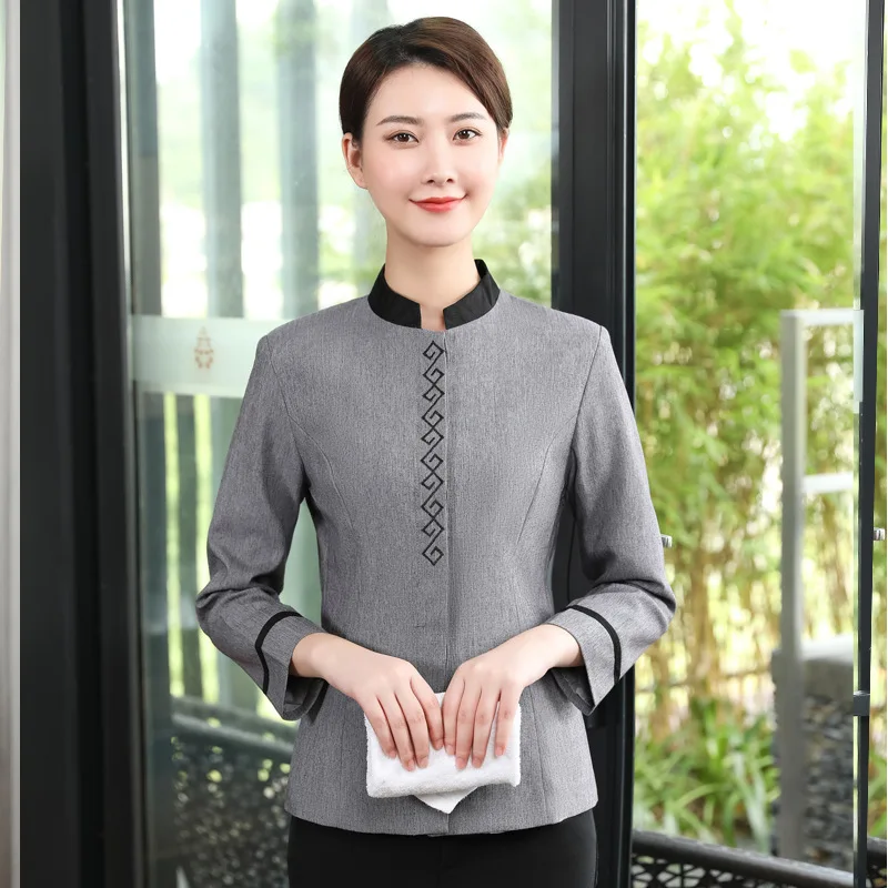 

Новая осенне-зимняя униформа для работы в отеле с длинными рукавами, униформа для уборки, спецодежда для уборки гостиничных номеров.