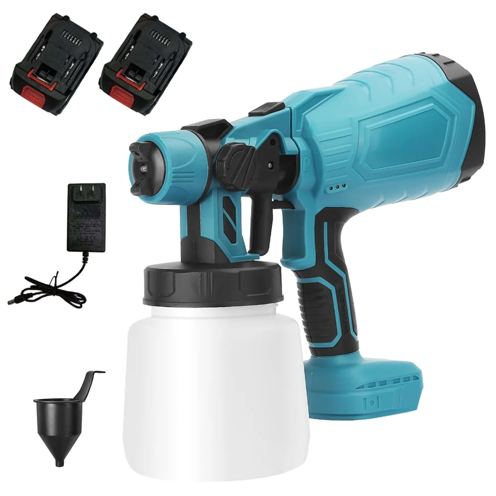 High Pressure Cordless Paint Sprayer Electric Airless HVLP Spray Gun +w/2Battery