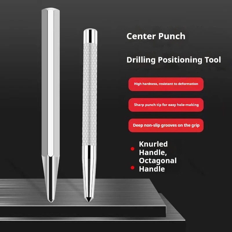High Hardness Alloy Center Punch Octagonal Knurled Handle Drilling Positioning Chisel Punch Fitter Special Tool for Manufacturer