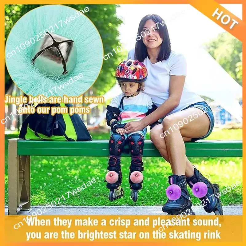 

X08A 10-компонентные помпоны для роликовых коньков с колокольчиками — помпоны для роликовых коньков диаметром 3,1 дюйма, нечеткие (5 цветов)