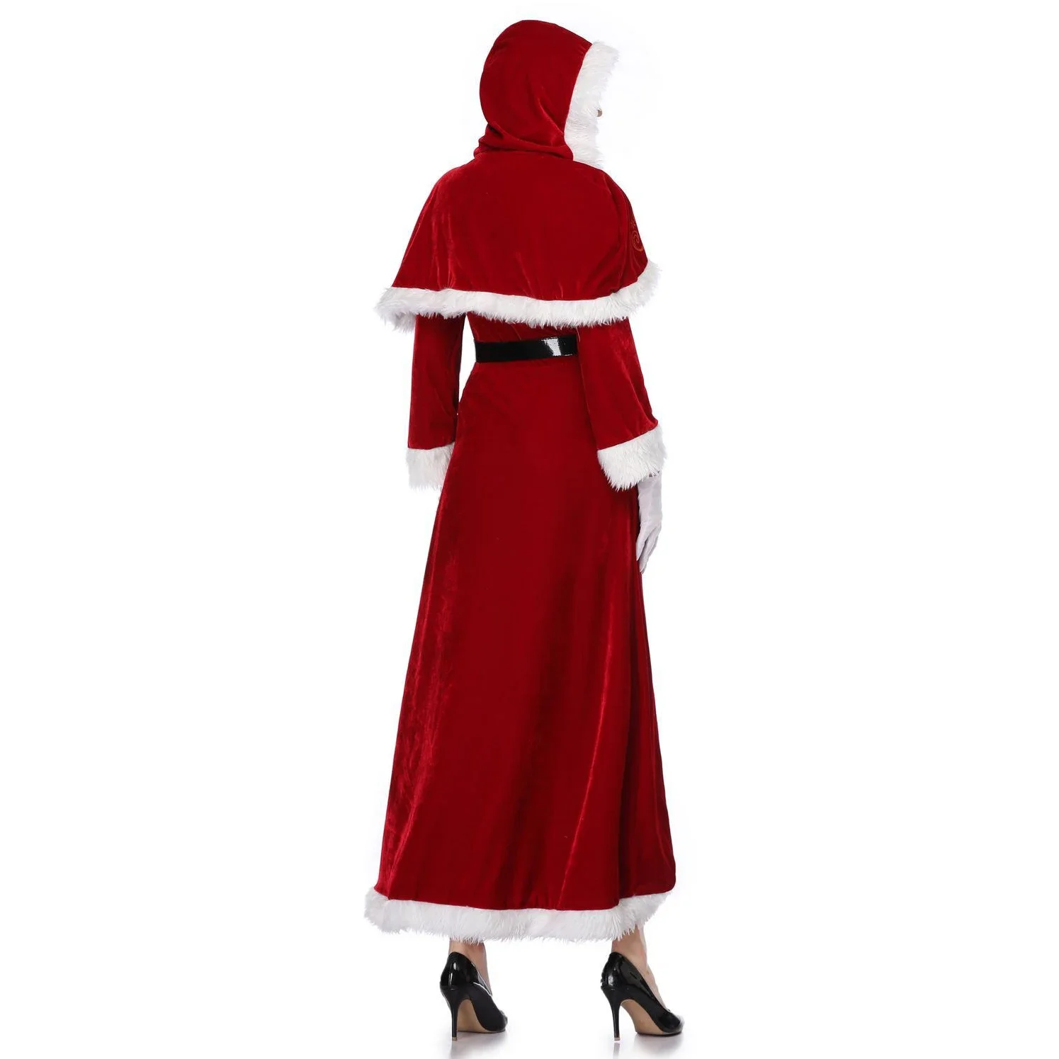 Deluxe Klassiek Mrs. Claus Kerstkostuum Kerstfeest Kerstman Cosplay Dames Rode Jurk