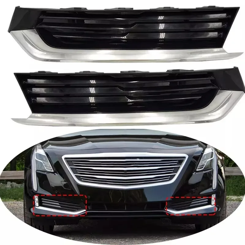 Poer For  2018 2019 2PCS for Cadillac XTS  Car Front Bumper Fog Light Lamp Trim Frame Cover Grille Lid Bezel