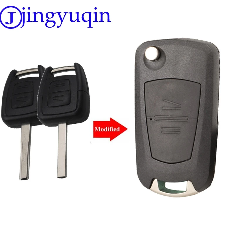 

jingyuqin 10ps 2 Buttons Modified Filp Folding Key Case For Opel Corsa Astra Kadett Monza Montana Blade HU100 HU43