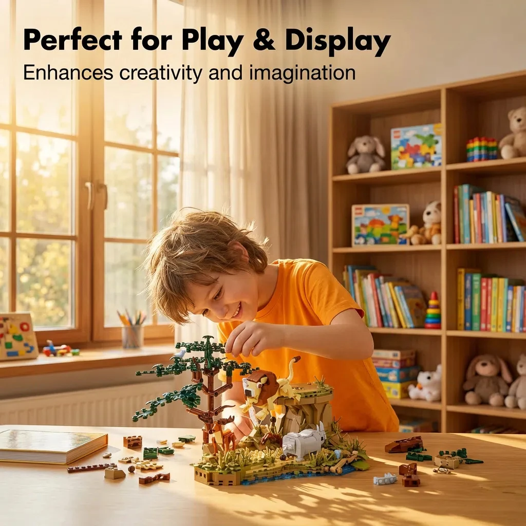 OUZEY Safari Adventure Building Blocks, kit modello animale con oltre 14 microparticelle, regalo giocattolo educativo STEM per ragazzi e adolescenti