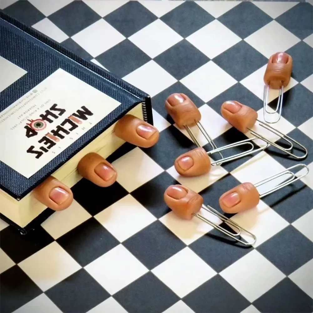 

1 Set Funny Finger Paperclip Bookmark - Stainless Steel Resin, Spooky Halloween Office Decor Creative Gift for Book Lovers