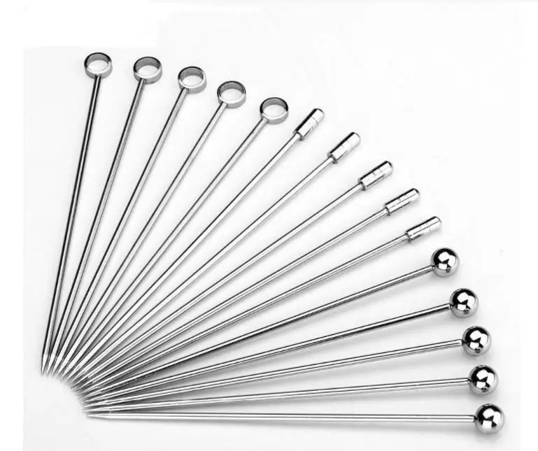 

1000pcs Metal Fruit Stick Stainless Steel Cocktail Pick Tools Reusable Cocktails Drink Picks 4.3inch 11cm kitchen Bar Party SN